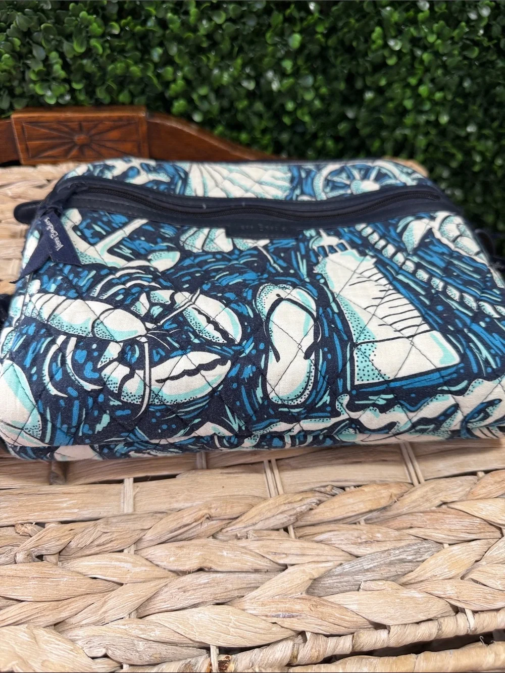 Vera Bradley Navy Blue and Cream Quilted Crossbody with Matching Wallet